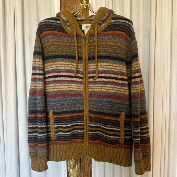 Zip Hoodie Stripe Classic Ragg Wool Sweater